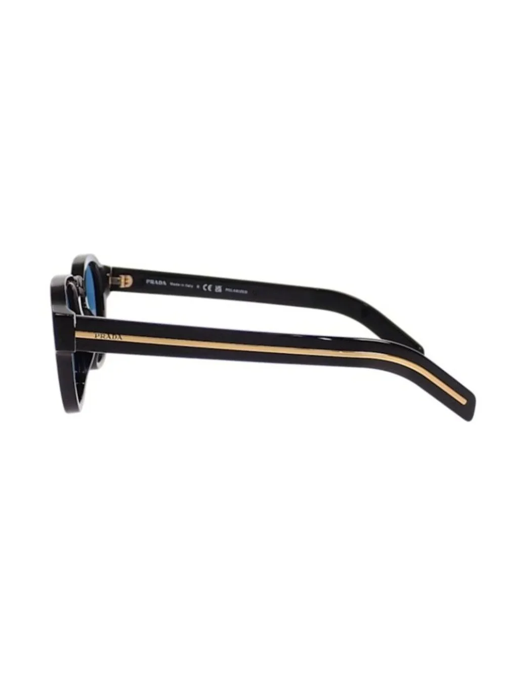 Prada Metal Plaque Sunglasses Eyewear Black Turquoise Blue Gold